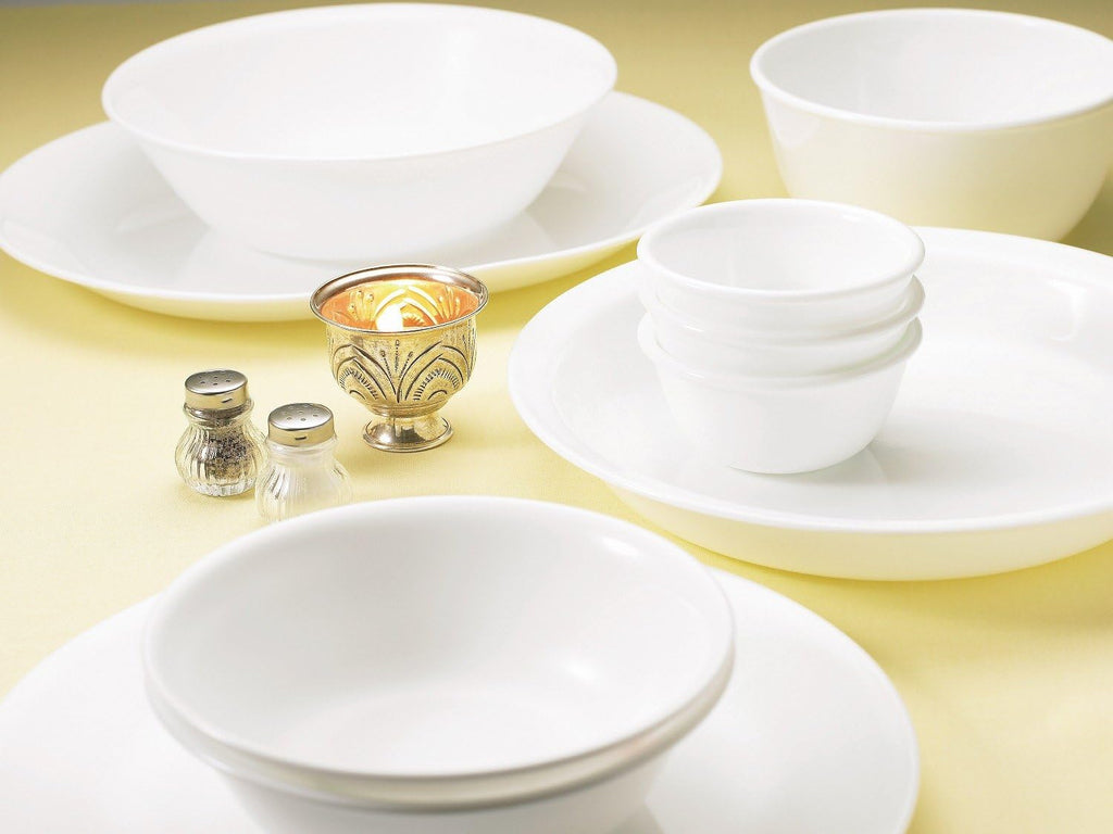 CORELLE CP-9626 Plate, Plate, Width 8.9 x Depth 8.9 x Height 2.6 inches (22.5 x 22.5 x 6.5 cm), Unbreakable, Lightweight, Winter Frost White, Square, Large Bowl, Set of 5