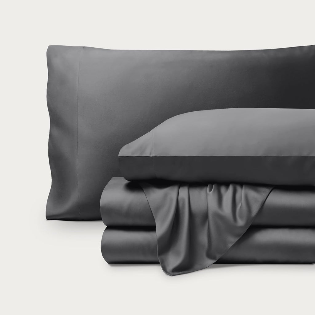 Bare Home 100% Rayon Made from Bamboo Luxury Sheet Set - 4 Piece Bedding Set - Deep Pockets - Cooling Sheets - Breathable - Easy Fit - Soft Bedding Sheets & Pillowcases (Split Head Flex King, Grey)