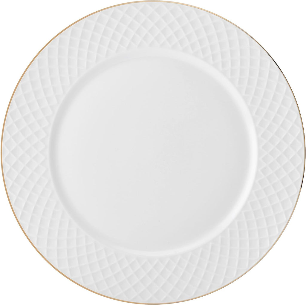 Mikasa Trellis Gold Rim Bone China Lightweight Chip Resistant 12 Piece Dinnerware Set, Service for 4