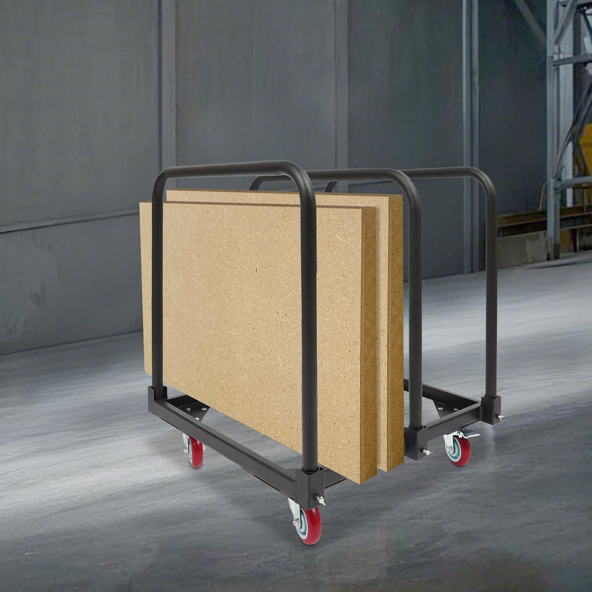Heavy-Duty 3 Pole Panel Cart, 200 lbs Capacity Folding Table Truck with 4 Swivel Wheels (2 Locking), Industrial Utility Cart for Plywood, Lumber, Mattress Moving