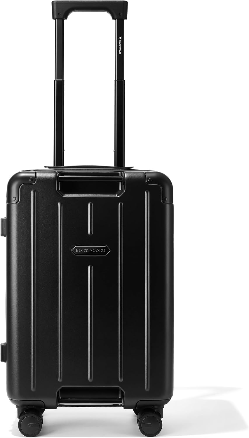 BlackVoyage Air Vacuum Seal Suitcase Carry-On 20-Inch Travel Luggage USB Port 20' AirCabin Air Compression Pump (Matte Black, 40L Capacity (No Vacuum Bag))