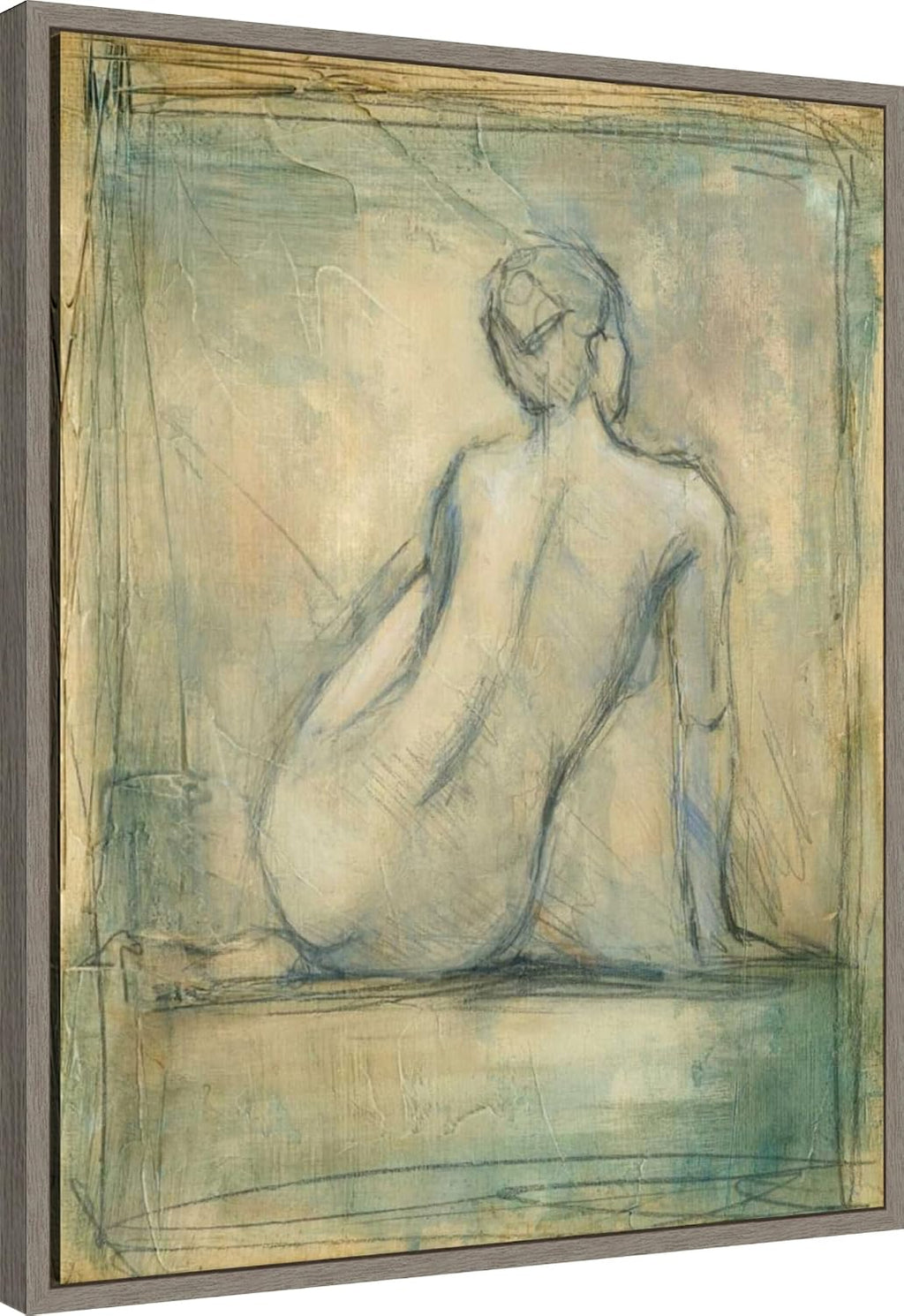Amanti Art Framed Canvas Wall Art 28x23 Contemporary Figure Study I by Ethan Harper, Framed Wall Art Canvas, Abstract Artwork, Country Rustic Decor, Medium Poster Painting for Living Room, Bedroom,