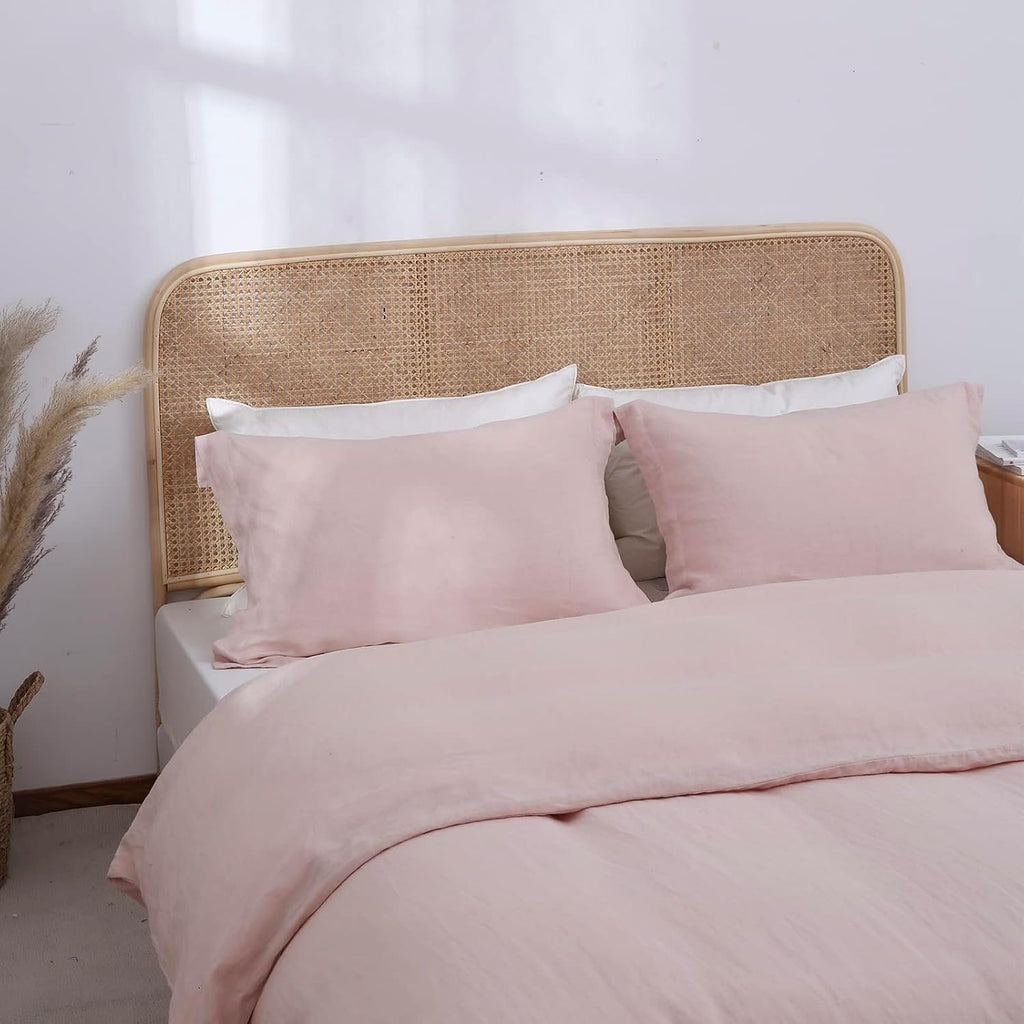 Simple&Opulence 100% Linen Duvet Cover Set, Natural French Flax Blush Pink Duvet Cover Twin Size, Breathable Soft Comfy Linen Bedding Comforter Cover with 1 Pillowcase(Blush Pink, 68'x86')