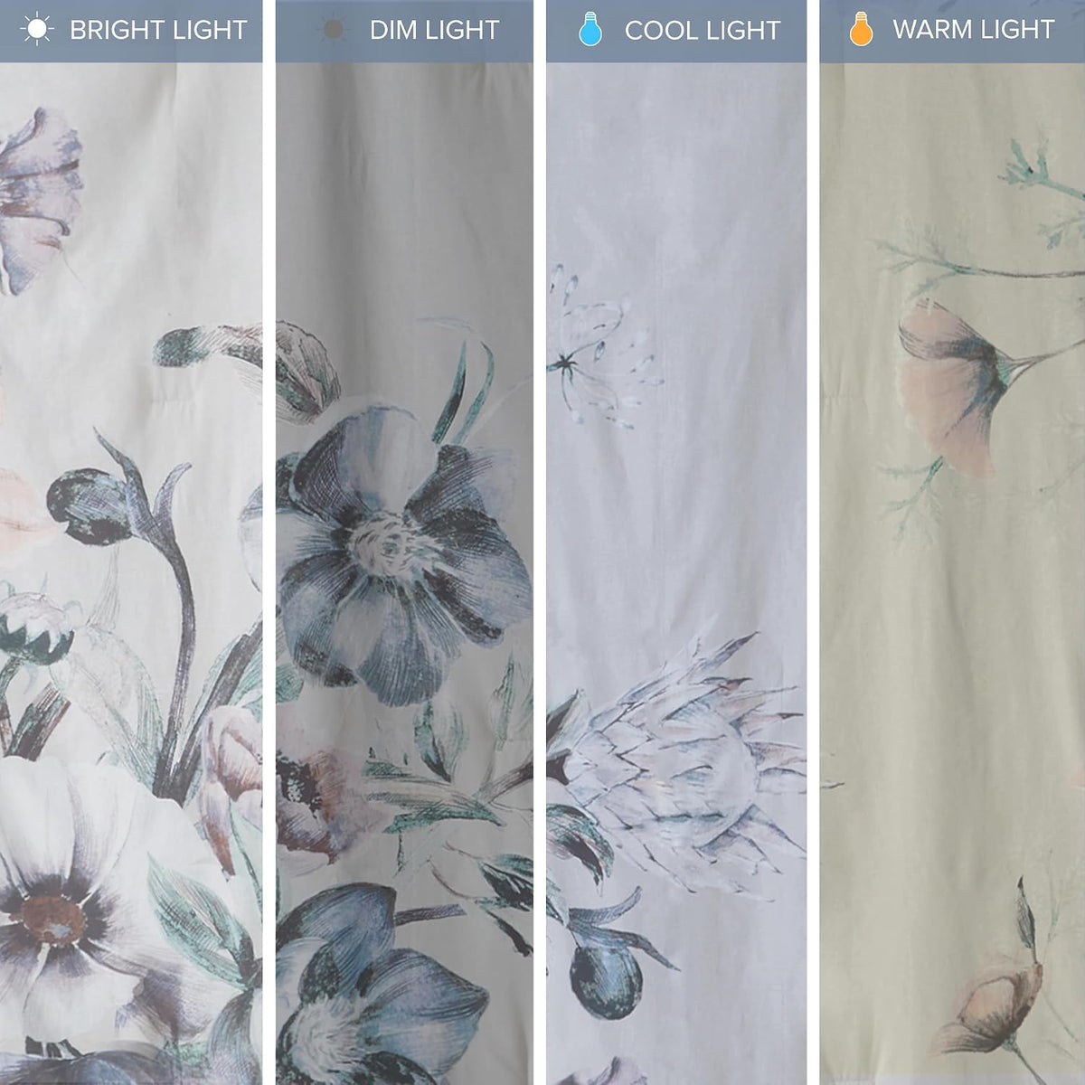 Madison Park Cassandra Cotton Blend Comforter Set - Feminine Design Colorful Floral Print, All Season Down Alternative Bedding Layer and Matching Shams, California King (104 in x 92 in), Blue 8 Piece