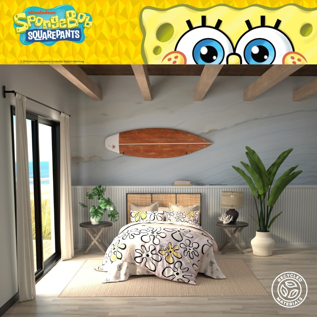 Collectibles Spongebob Squarepants Jellyfish Recycled Bedding 7 Piece Super Soft Reversible Comforter and Sheet Set, Full, (100% Official Licensed Product) by Franco