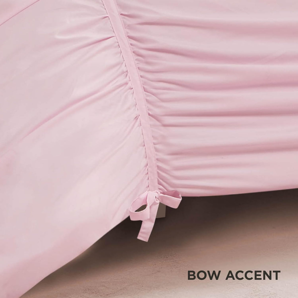 Juicy Couture Ribbon Ruched 3 Piece Full/Queen Comforter Set, Pink Marshmellow Bedding Ensemble