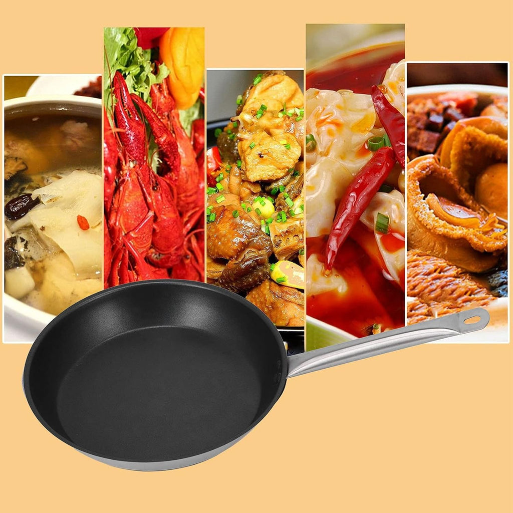Gavigain Stainless Steel Frying Pan, kitchen Skillets Saucier Pan Non Stick Induction Pan Dishwasher and Oven Safe Omelet Pancake Maker for All Stove Kitchen Utensils