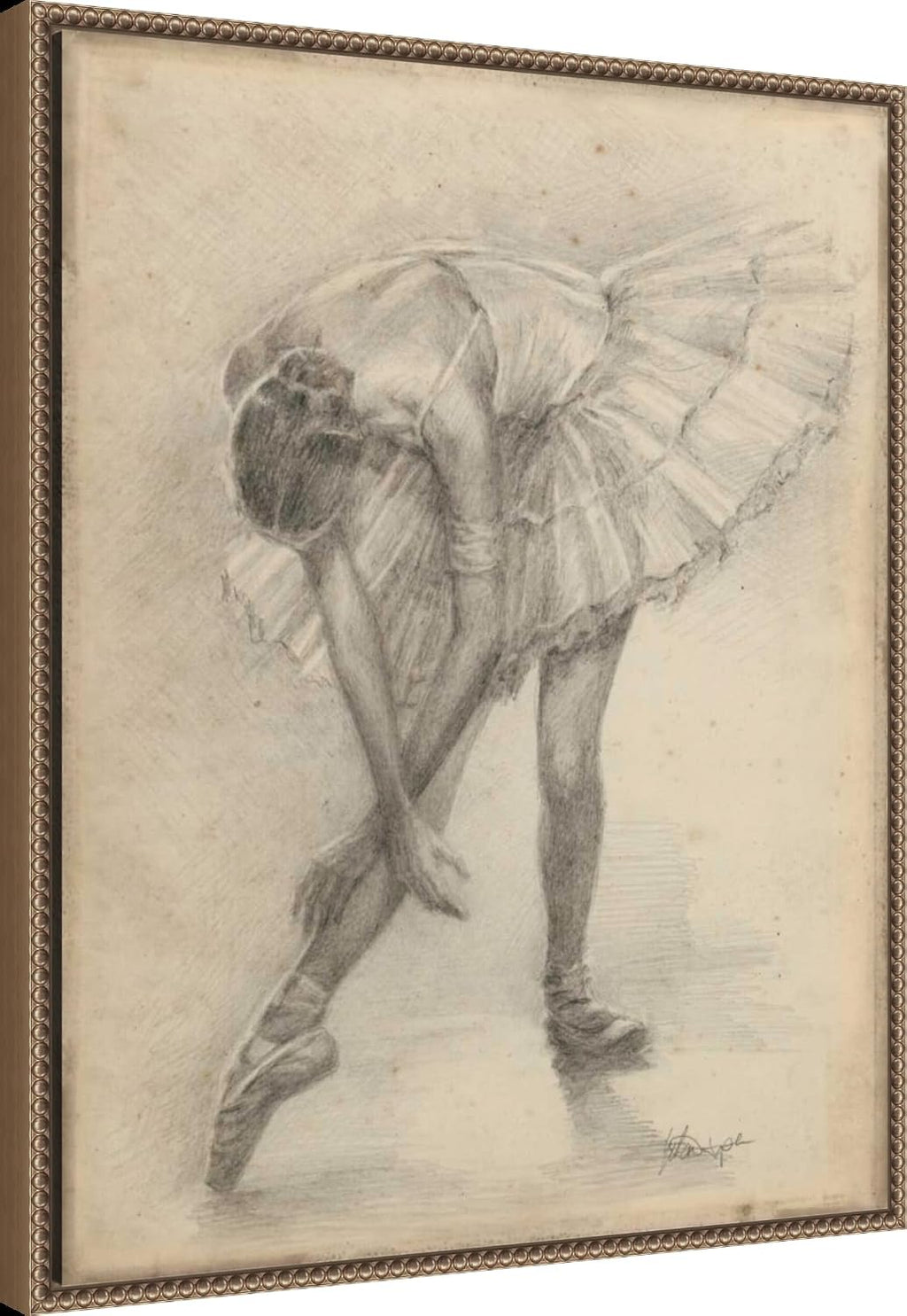 Amanti Art Framed Canvas Wall Art 28x23 Antique Ballerina Study II by Ethan Harper, Framed Wall Art Canvas, Entertainment Artwork, Traditional Decor, Medium Poster Painting for Living Room, Bedroom,
