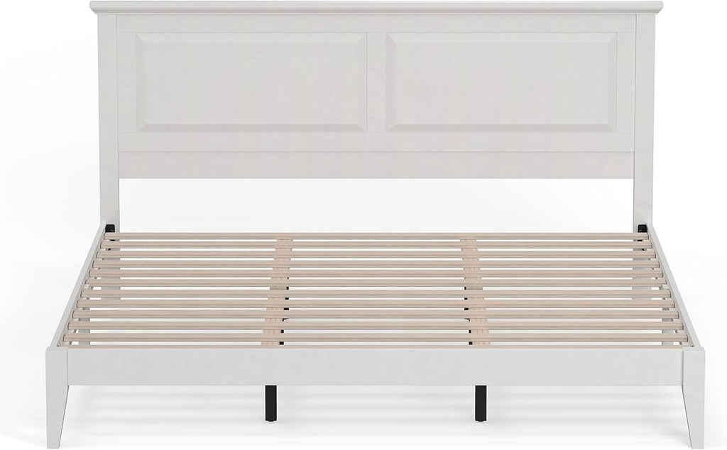 Glenwillow Home Cottage Style Solid Wood Platform Bed in King - Gloss White