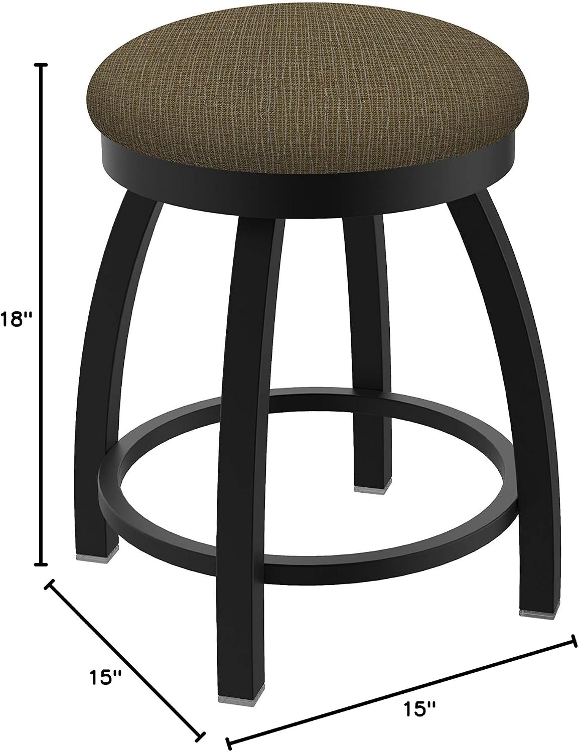 HBS 802 Misha 18' Swivel Vanity Stool with Black Wrinkle Finish and Graph Cork Seat
