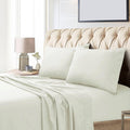 Tribeca Living Queen Bed Sheet Set, Soft Egyptian Cotton Sateen Solid Sheets and Pillowcase Set, Extra Deep Pocket, 800 Thread Count, 4-Piece Luxury Bedding, Ivory