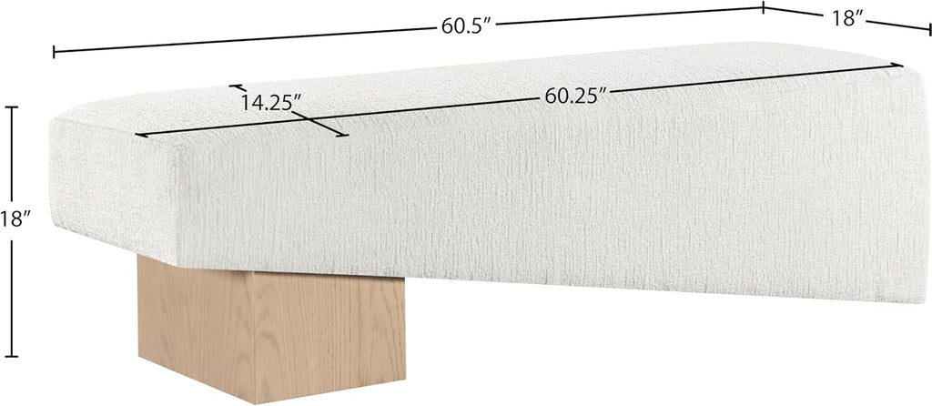 Meridian Furniture Alora Cream Polyester Fabric Bench