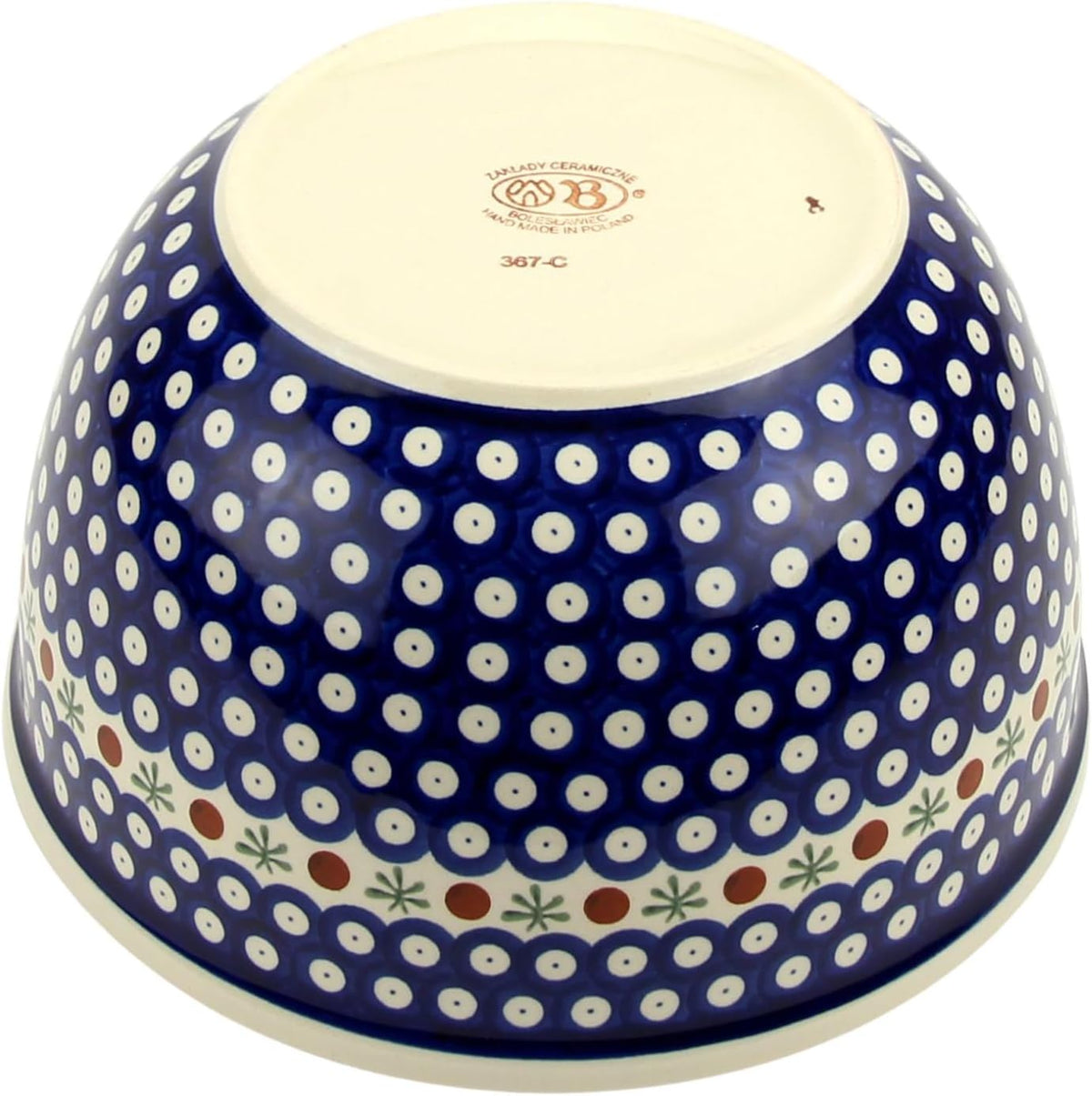 Polish Pottery Market Large Mixing Bowl - 5 Quarts Handcrafted Polish Stoneware by Zakłady Bolesławiec, Poland - Large Serving Bowls for Cooking, Salad, Popcorn, Salad Mixing