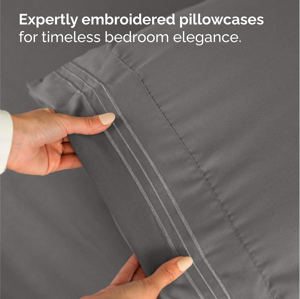 Bulk Case Pack of 12 Sheet Sets - (12) Complete Sheet Sets - Bulk Queen Bedding - Wholesale Case Pack for Hotels, Spa & Airbnbs - Deep Pocket & Wrinkle Free - Cooling & Breathable - Queen, Dark Grey