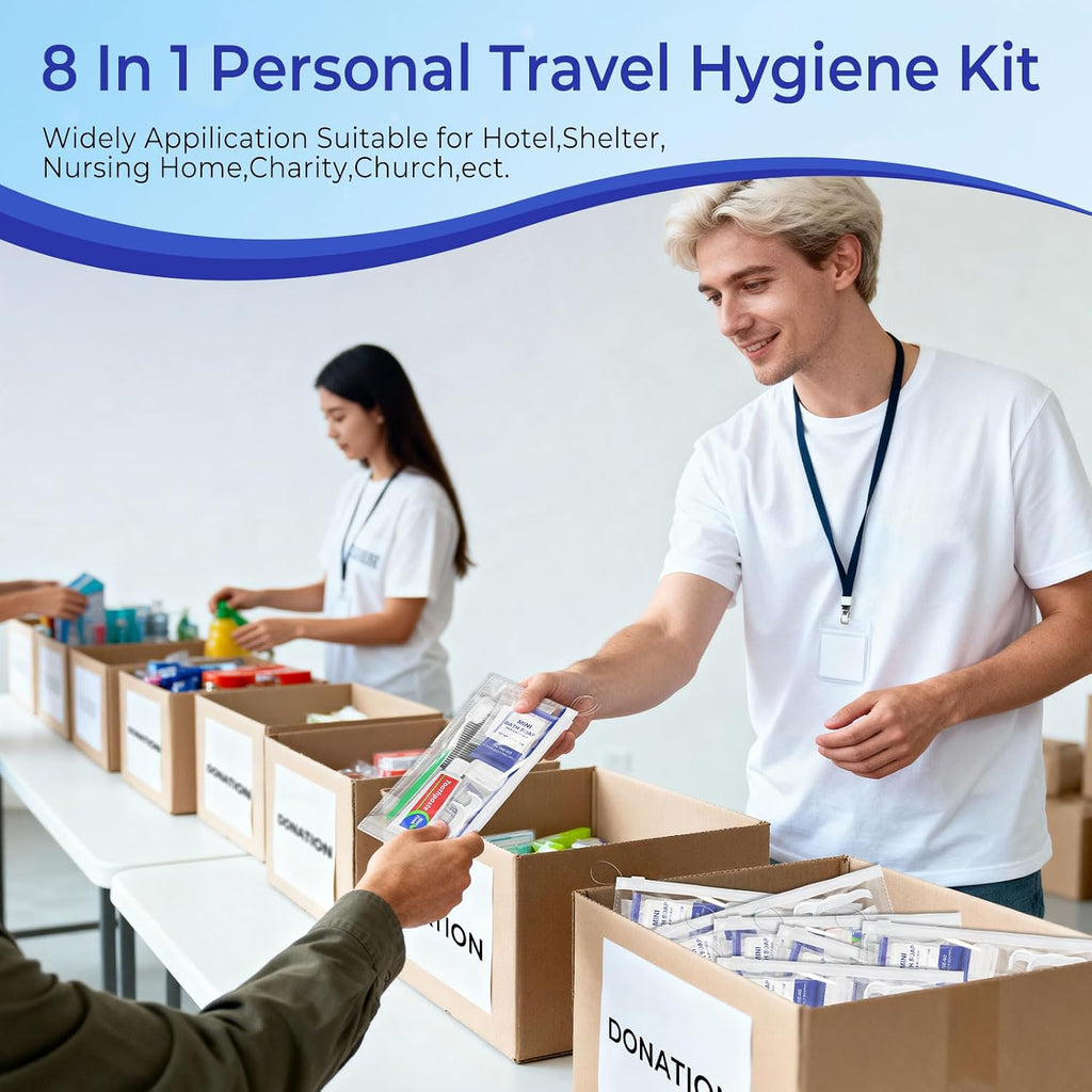 100 Sets Personal Hygiene Kit Bulk,9-in-1 Green Disposable Toothbrushes with Toothpaste Floss Comb Soap Cover and Hotel Vanity Set Basic Travel Toiletry Supplies for Homeless,Travel,Guests