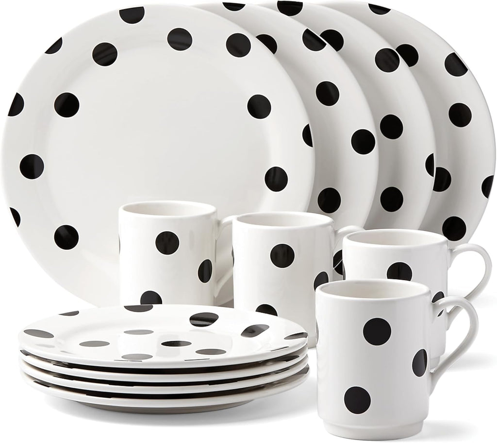 kate spade new york Deco Dot 12-Piece Dinnerware Set, White