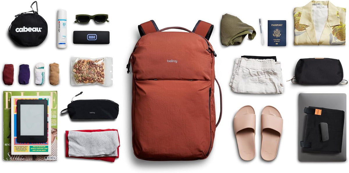 Bellroy Lite Travel Pack 30L (carry-on backpack, travel pack with laptop pocket, interior packing cells and tuck-away straps) - Clay