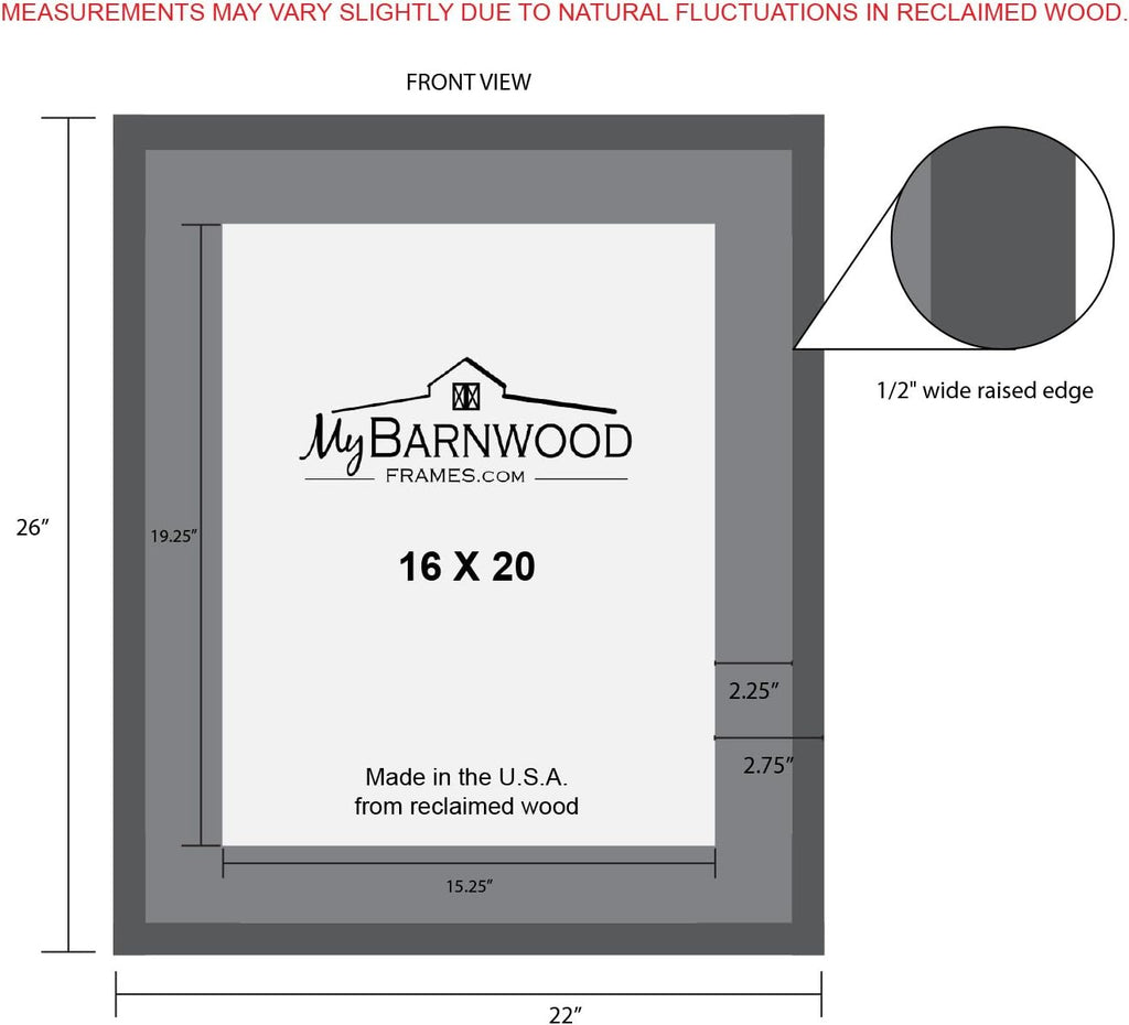 MyBarnwoodFrames- Lighthouse Series Reclaimed Barnwood 16x20' Picture Frame (2.75 Inch Frame Width)