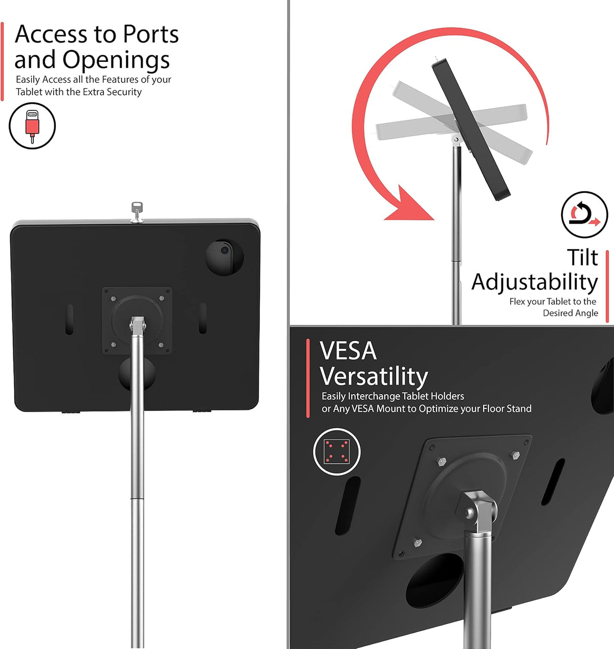 CTA Digital PAD-PARACGS Compact Mobile Floor Stand with Universal Security Enclosure