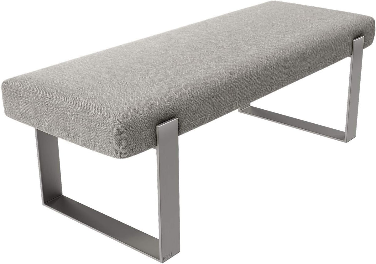 VANT Upholstered Bed Bench - Weave Moondust Grey - Brushed Nickel - Contemporary Modern, Bedroom Bench Seat, Hallway, or Entryway