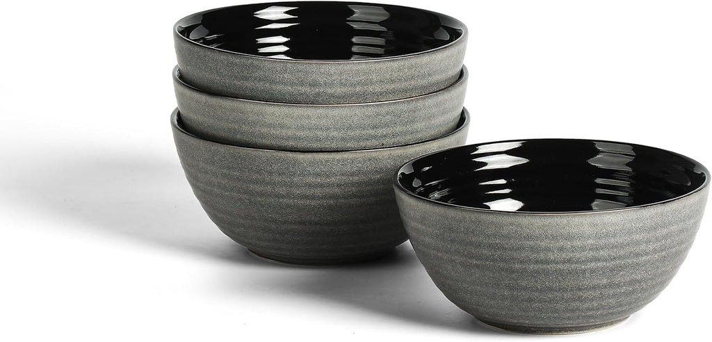 Stone Lain Dua 4-Piece Bowl Set Stoneware, Black