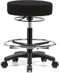 Perch Life Height Adjustable Stool with Foot Ring | Medium Bench Height 20.5-28' | Black Vinyl