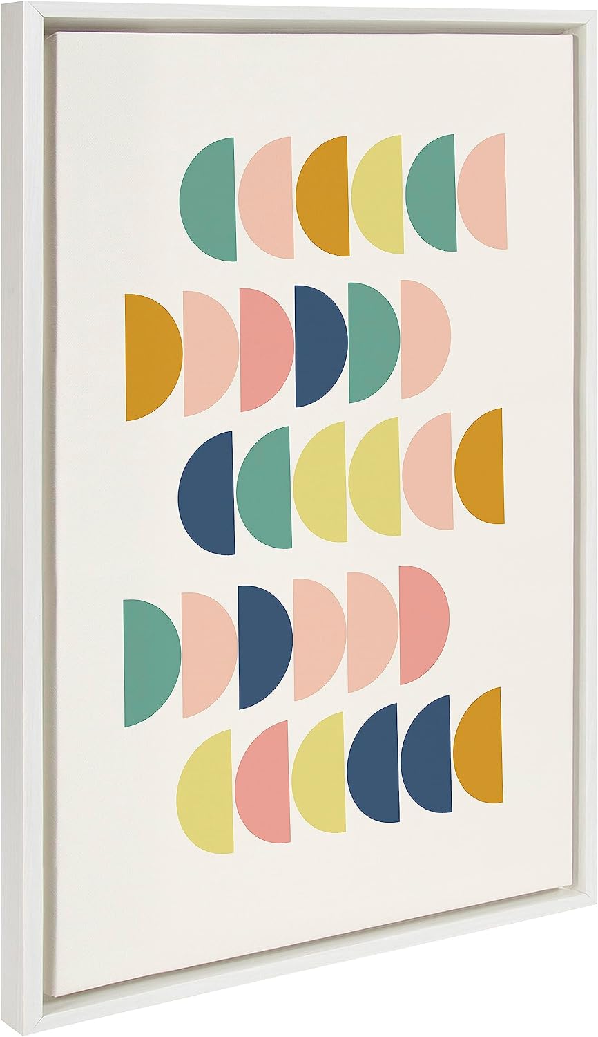 Kate and Laurel Sylvie Simple Shapes in Soft Colors Framed Canvas Wall Art Set by Apricot and Birch; Set of 3; White Frames; Modern Abstract Colorful Art for Wall