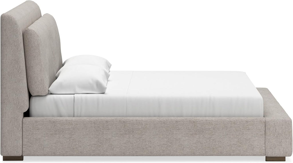Signature Design by Ashley Cabalynn Casual Queen Upholstered Bed, Foundation or Box Spring Needed, Beige