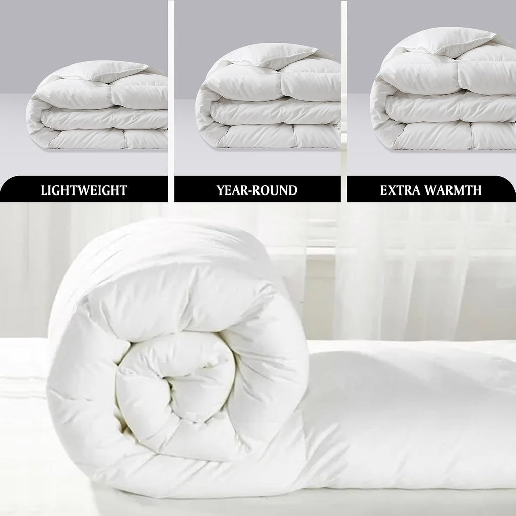 Beautyrest Luxury Hotel Collection Queen Size White Goose Feather Down Fiber Comforter,Ultra-Soft 100% Cotton Breathable Down Comforter Fluffy Duvet Insert, Winter Warm/Queen (90'x90')