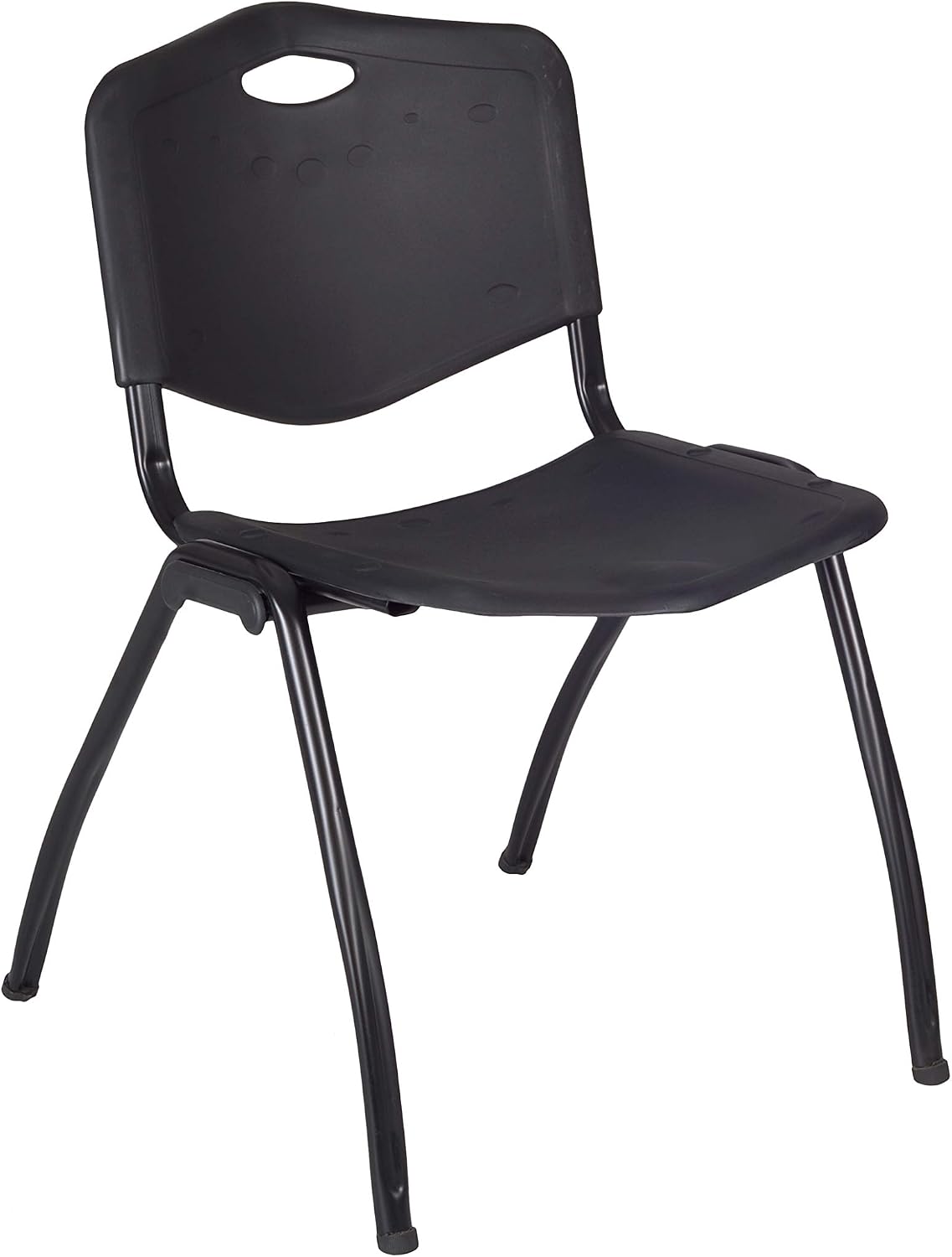 Regency Cain 42 in. Square Breakroom Table- Neo Walnut & 4 M Stack Chairs- Black
