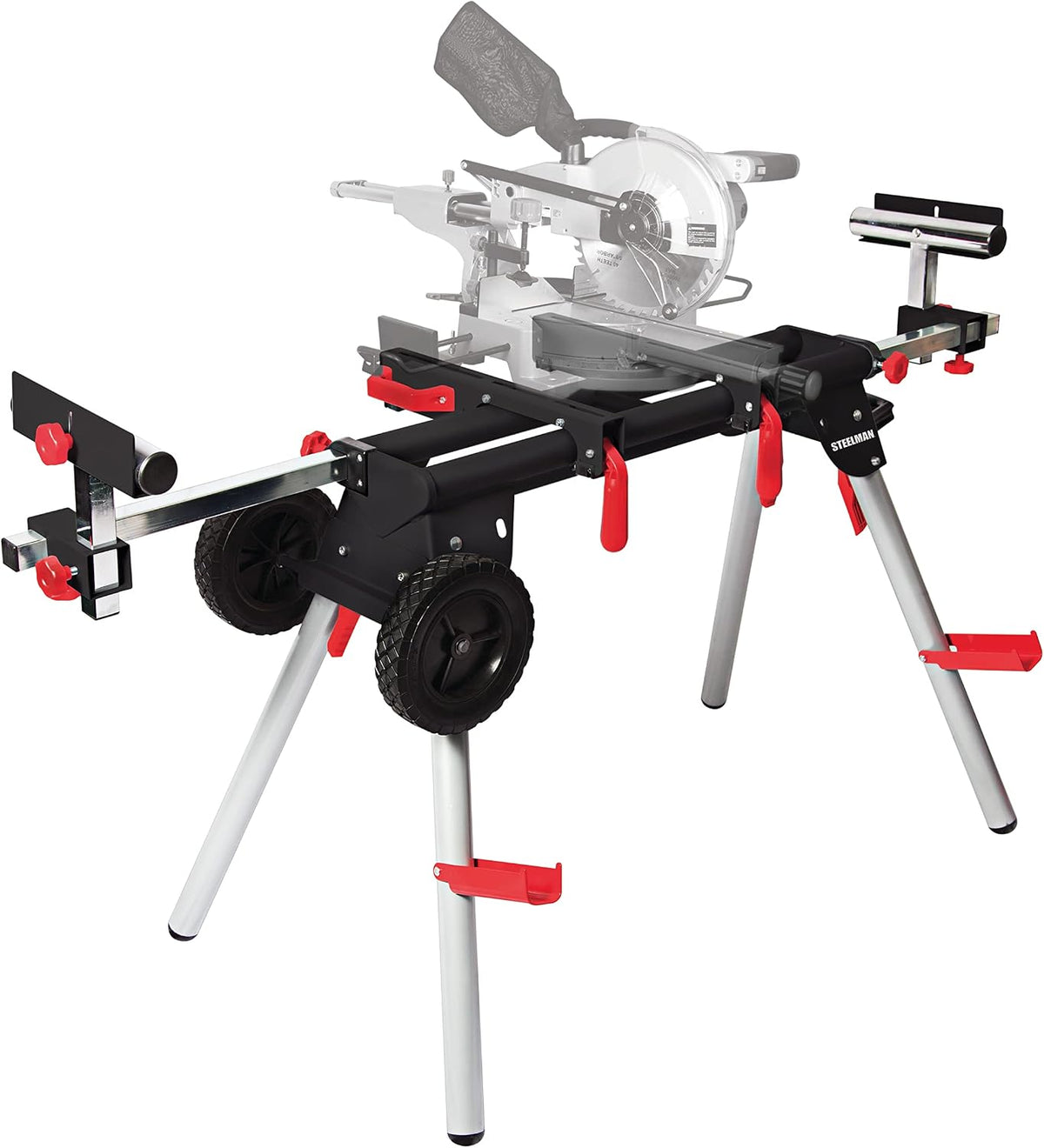 Steelman Equipment Contractor Miter Saw Workstation, Universal Mount, Durable Steel Construction, Foldable Legs for Portability, Adjustable Width, Supports 500 lbs.