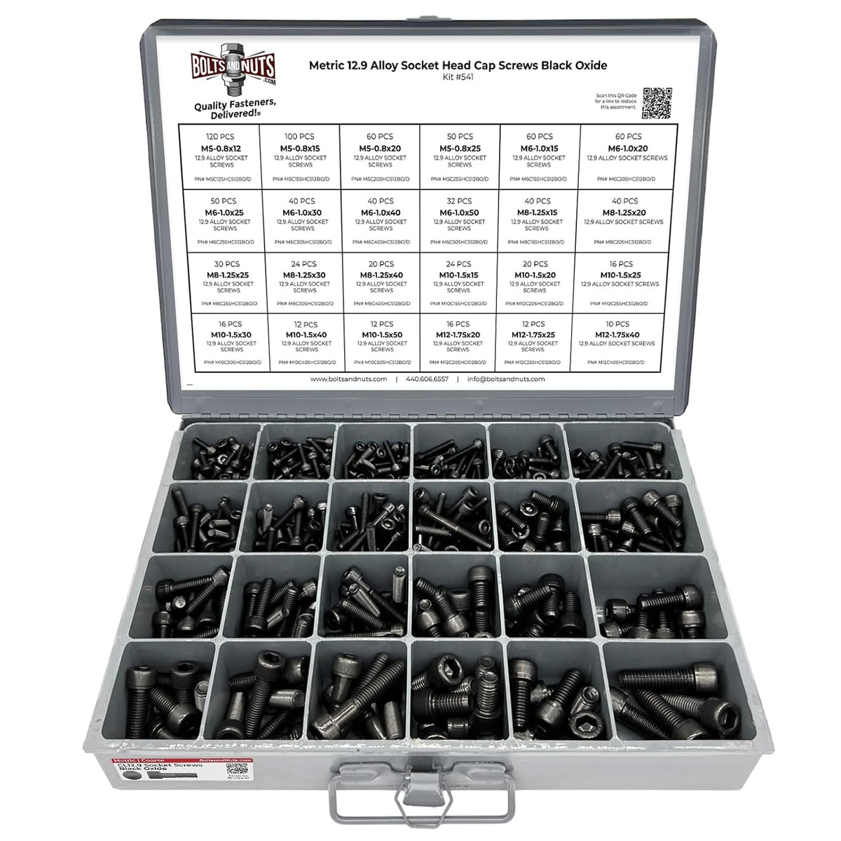 Metric 12.9 Alloy Allen Socket Head Cap Screws Bolts Black Oxide Assortment - 905 PCS