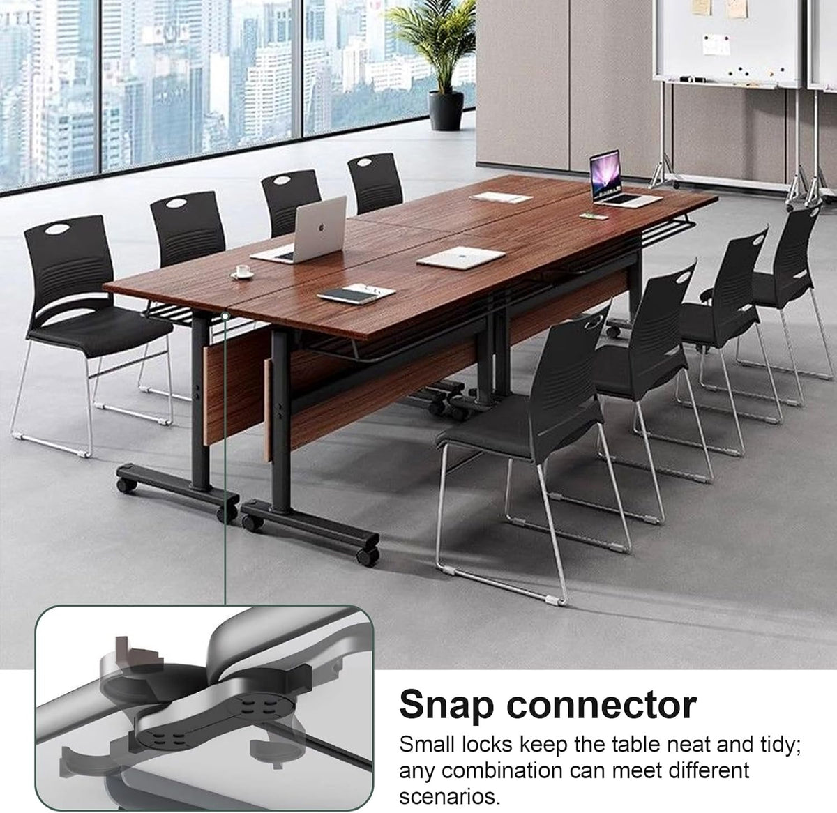 4 Pack Folding Conference Table Conference Room Table Meeting Table,Flip Top Mobile Meeting Training Table with Modesty Locking Casters for Office,Meeting Room Multifunctiona Modular table (C, 55in)