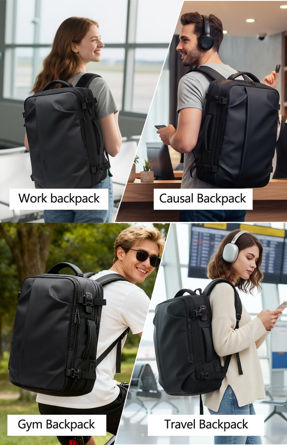 Cusangel vacuum backpack travel with pump compression,18in vac travel 45L expandable 60L capacity laptop,multiple pockets Flight Carry-On XL (Casual Vac-backpack)