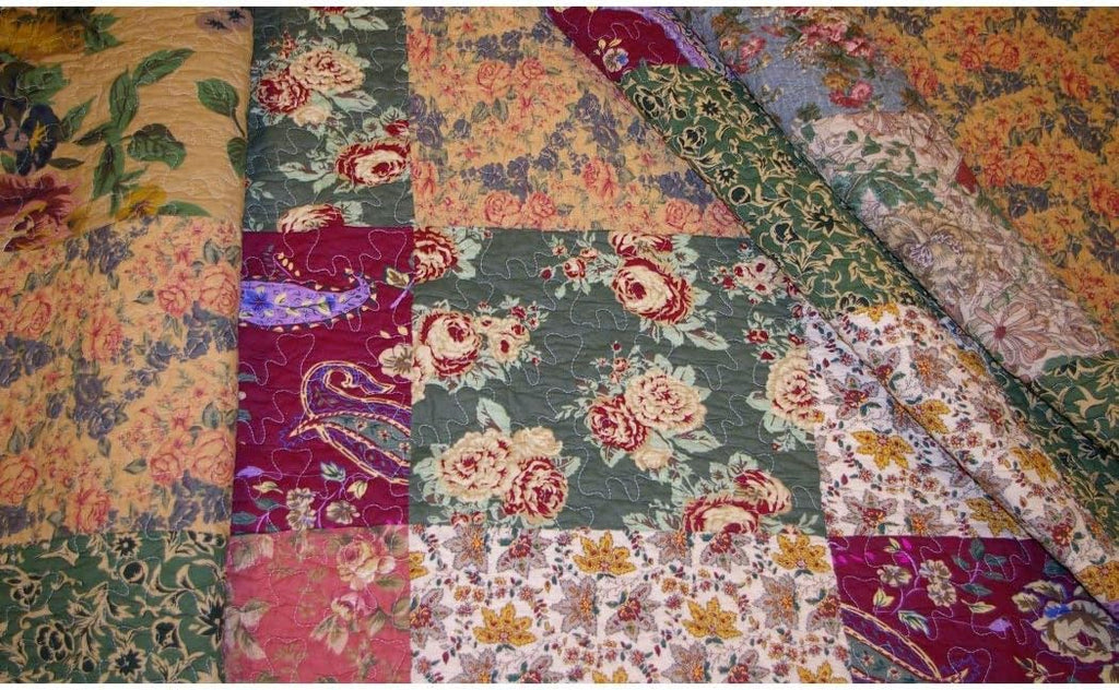 French Country Patchwork Quilt Bedspread Set King Size