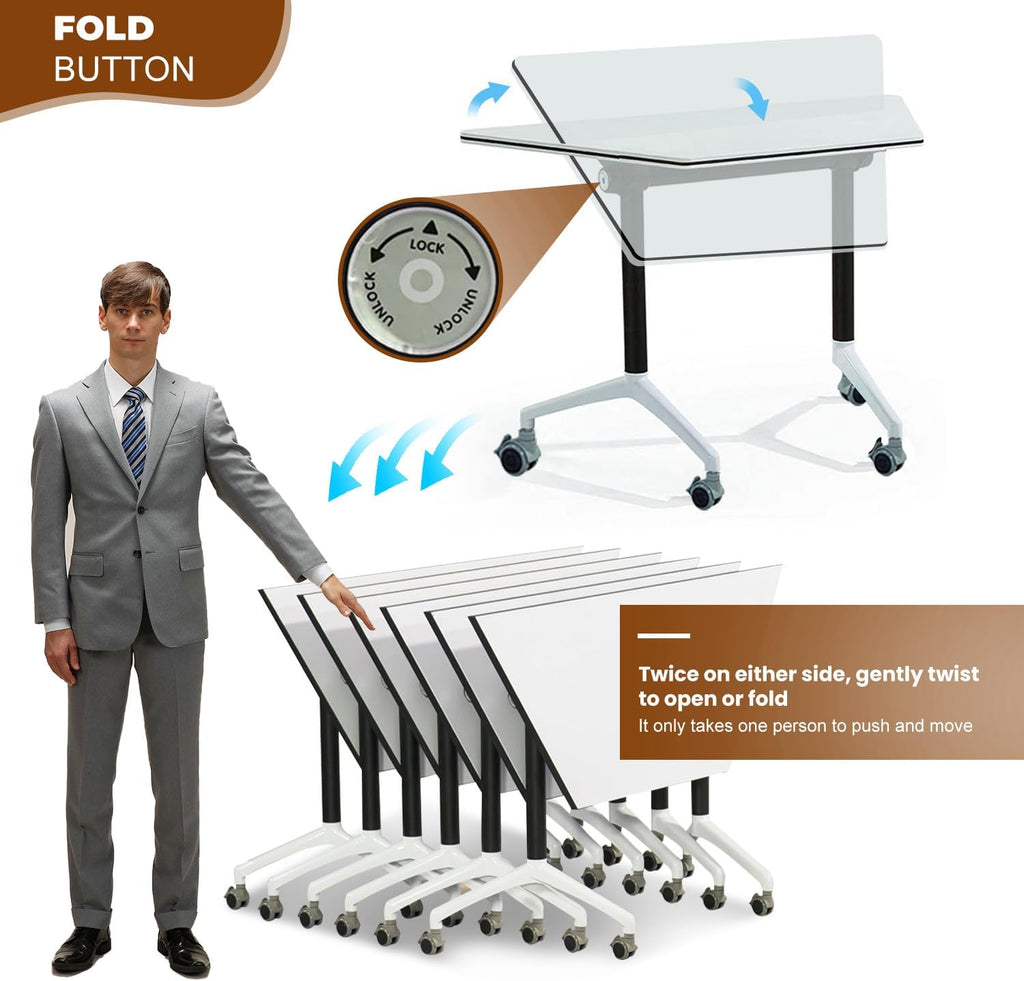 Conference Table Foldable Conference Table,Conference Rooms Training Rooms Flip Top Mobile Training Table,Rolling Meeting Table with Caster Wheels,Modern Seminar Tables for Office,Meeting Room(8)