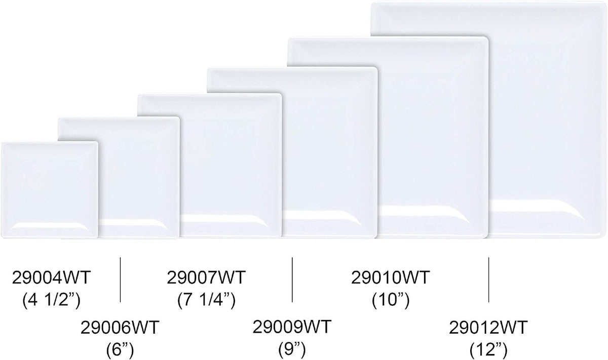Thunder Group Classic white melamine dinnerware collection 7 1/4' square plate, 1/2' deep, comes in dozen