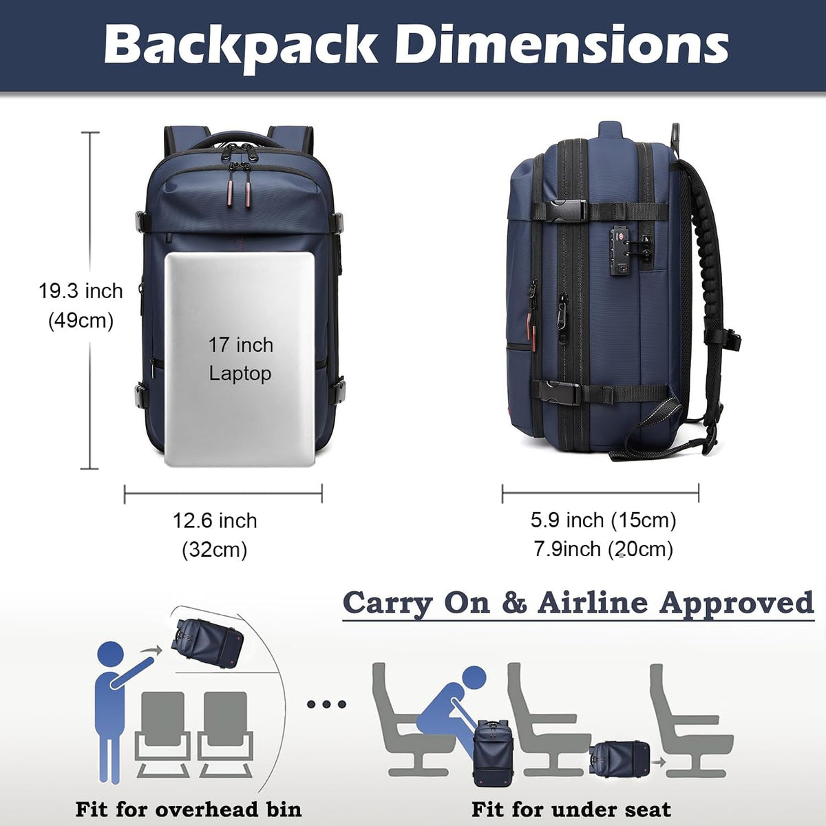 Somago Vacuumable Backpack Expandable Water-resistant Travel Bag with Air Pump TSA Lock Anti-thief Pocket