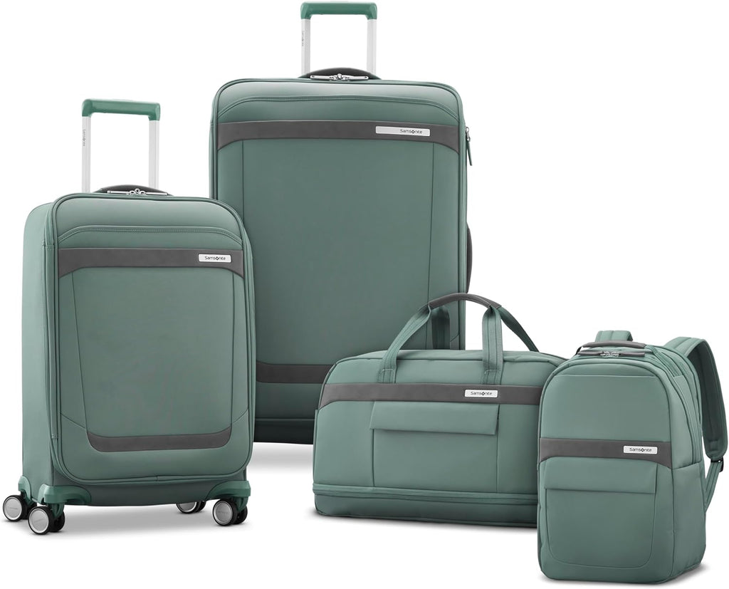 Samsonite Elevation Plus Backpack - Recyclex® RPET Body Fabric With Quick-Access Stash Pocket - Expands 1.5inches - AirTag™ Holder - Laptop Pouch - Cypress Green