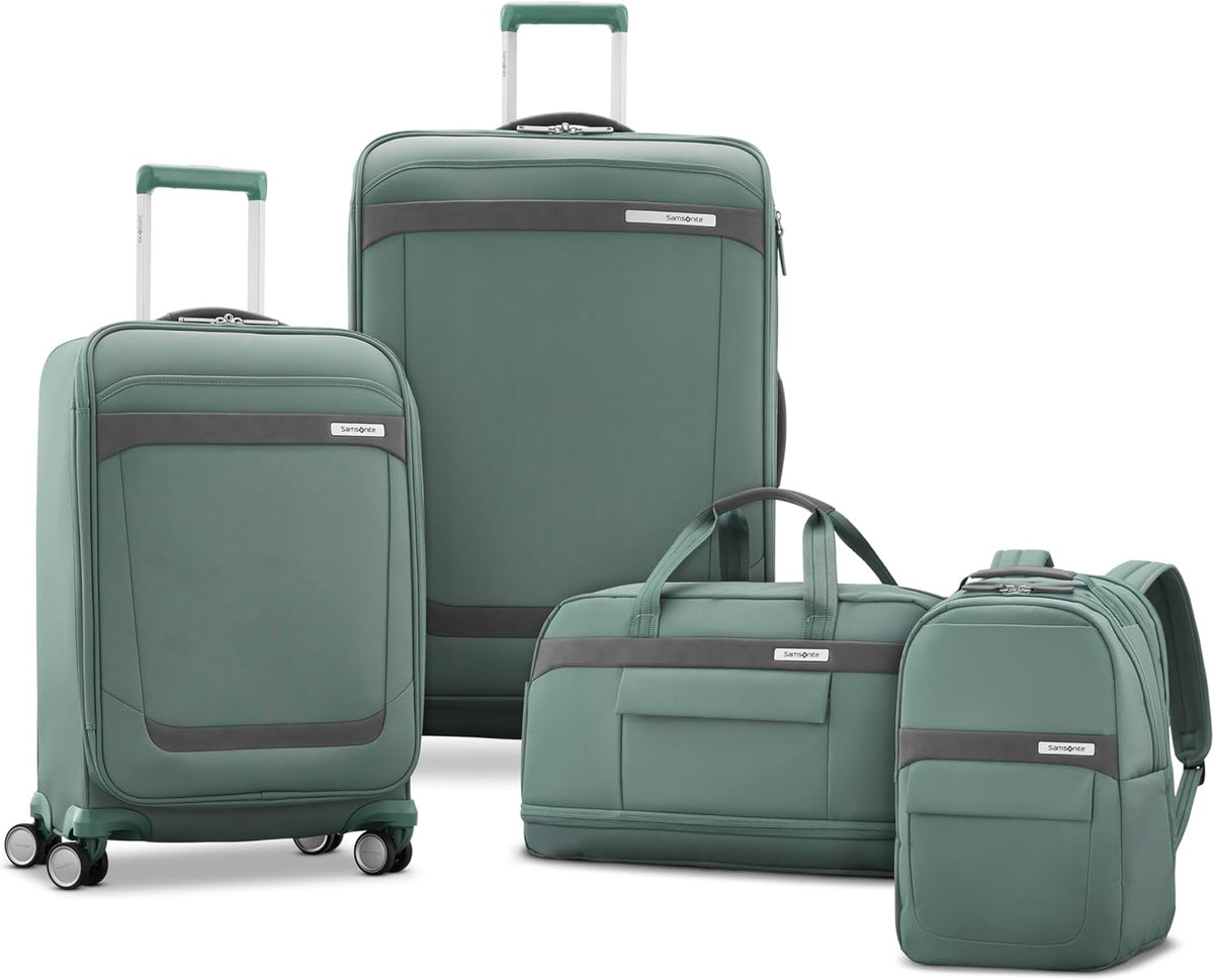 Samsonite Elevation Plus Backpack - Recyclex® RPET Body Fabric With Quick-Access Stash Pocket - Expands 1.5inches - AirTag™ Holder - Laptop Pouch - Cypress Green