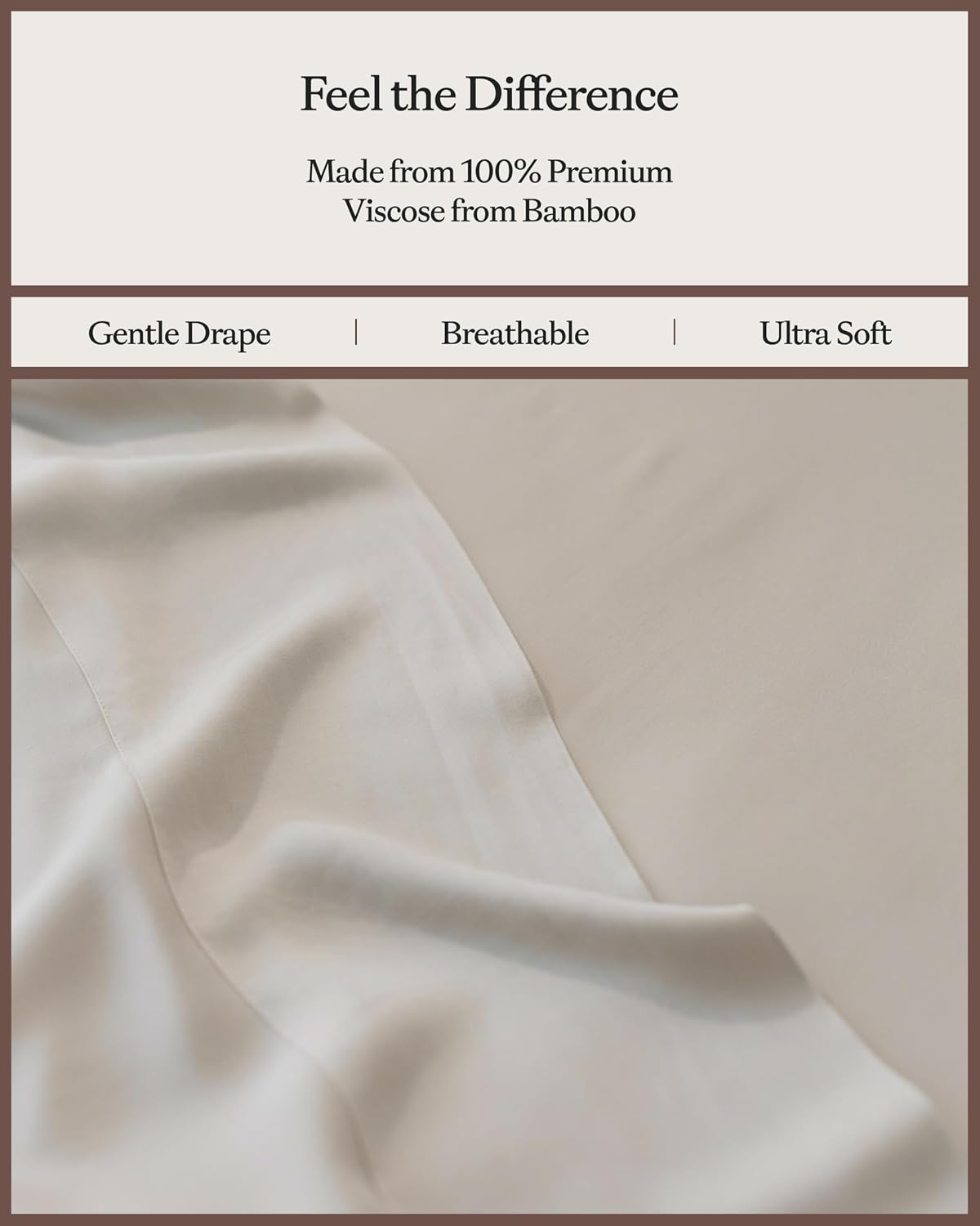 Cozy Earth Luxury Bed Sheet Set - 100% Viscose from Bamboo Fabric, Ultra-Soft & Breathable, Fits Regular & Deep Pocket Mattresses up to 20' - 4 Pieces Queen Sheet Set Oat