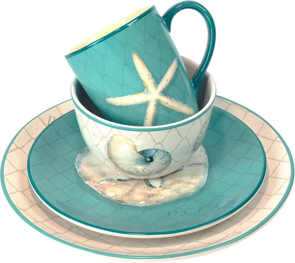 Certified International Ocean View 16 Piece Dinnerware Set, Serice for 4