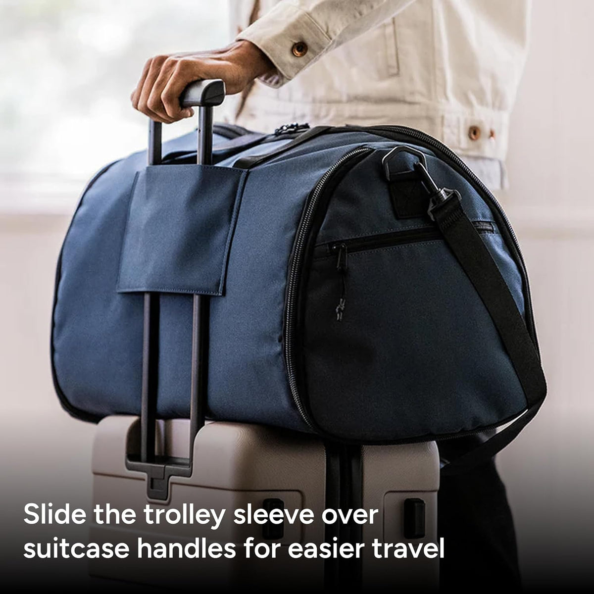 Halfday Convertible 2-in-1 Garment Duffel Weekender Bag 45L: Wrinkle-Free Travel (Hanging Suit Compartment, Shoe Pockets, Trolley Sleeve), Durable & Water-Resistant Carry-on, Shadow