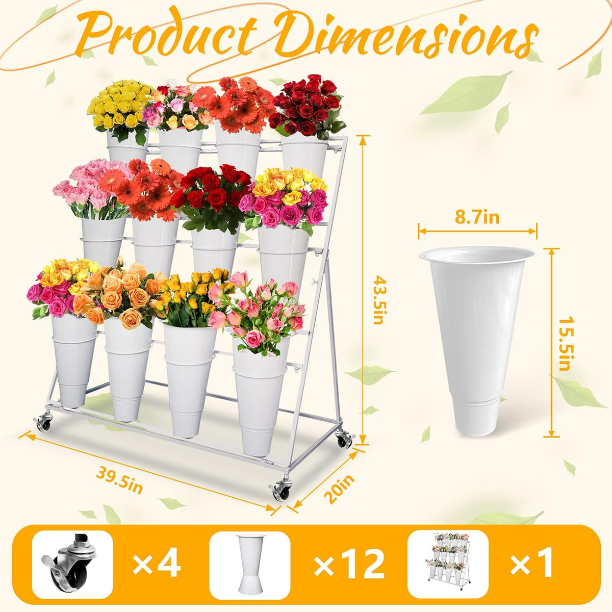 Flower Display Stand with 12 Buckets