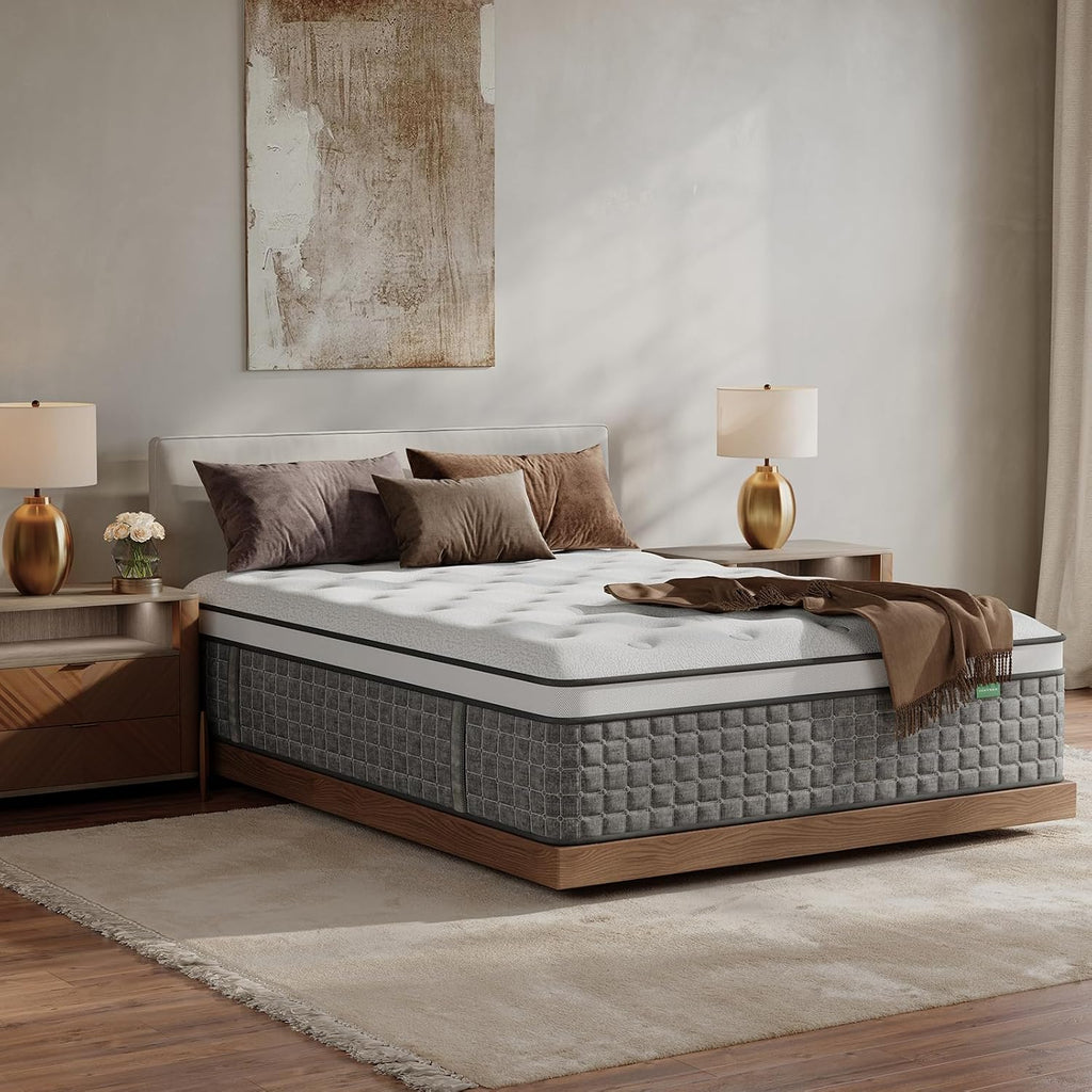 Twin XL Mattress, Medium Firm 12 Inch - Memory Foam & Pocket Springs for Back Pain Relief, Fiberglass Free, Motion Isolation, CertiPUR-US & Oeko-TEX Certified