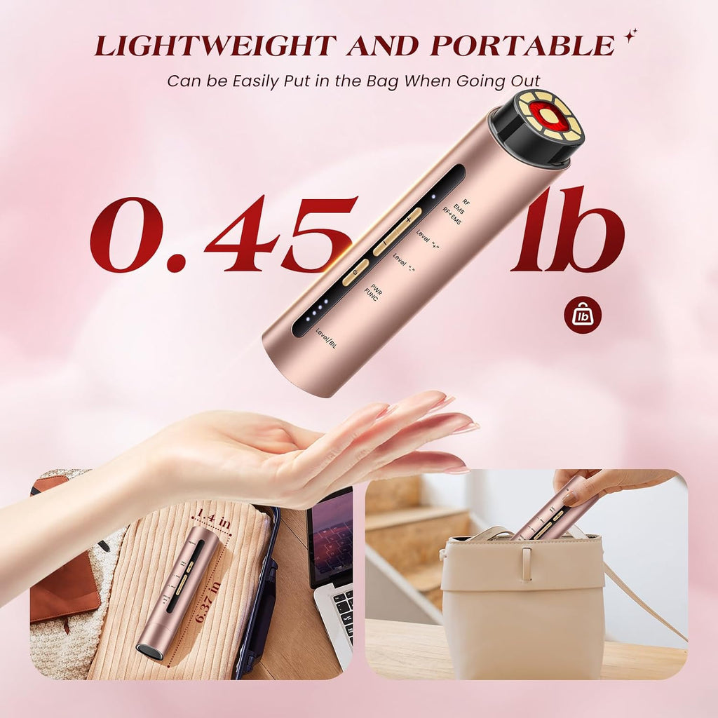 INTEO Microcurrent Facial Device, 3 Modes Red Light Therapy for Face and Neck, Skin Care Facial Massager Perfect Gifts for Women Men(Gold)