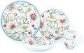 Tudor Royal Collection 24-Piece Round Dinnerware Set, Service for 6, Botanical Design, Summer Flowers, Plates Bowls Mugs Dishes, High-Gloss Premium Quality