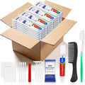 100 Sets Personal Hygiene Kit Bulk,9-in-1 Green Disposable Toothbrushes with Toothpaste Floss Comb Soap Cover and Hotel Vanity Set Basic Travel Toiletry Supplies for Homeless,Travel,Guests