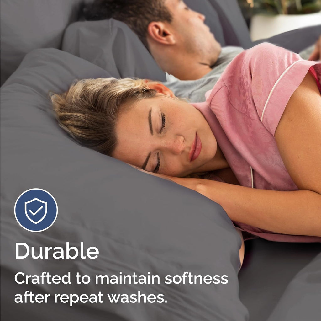 Bulk Case Pack of 12 Sheet Sets - (12) Complete Sheet Sets - Bulk Queen Bedding - Wholesale Case Pack for Hotels, Spa & Airbnbs - Deep Pocket & Wrinkle Free - Cooling & Breathable - Queen, Dark Grey