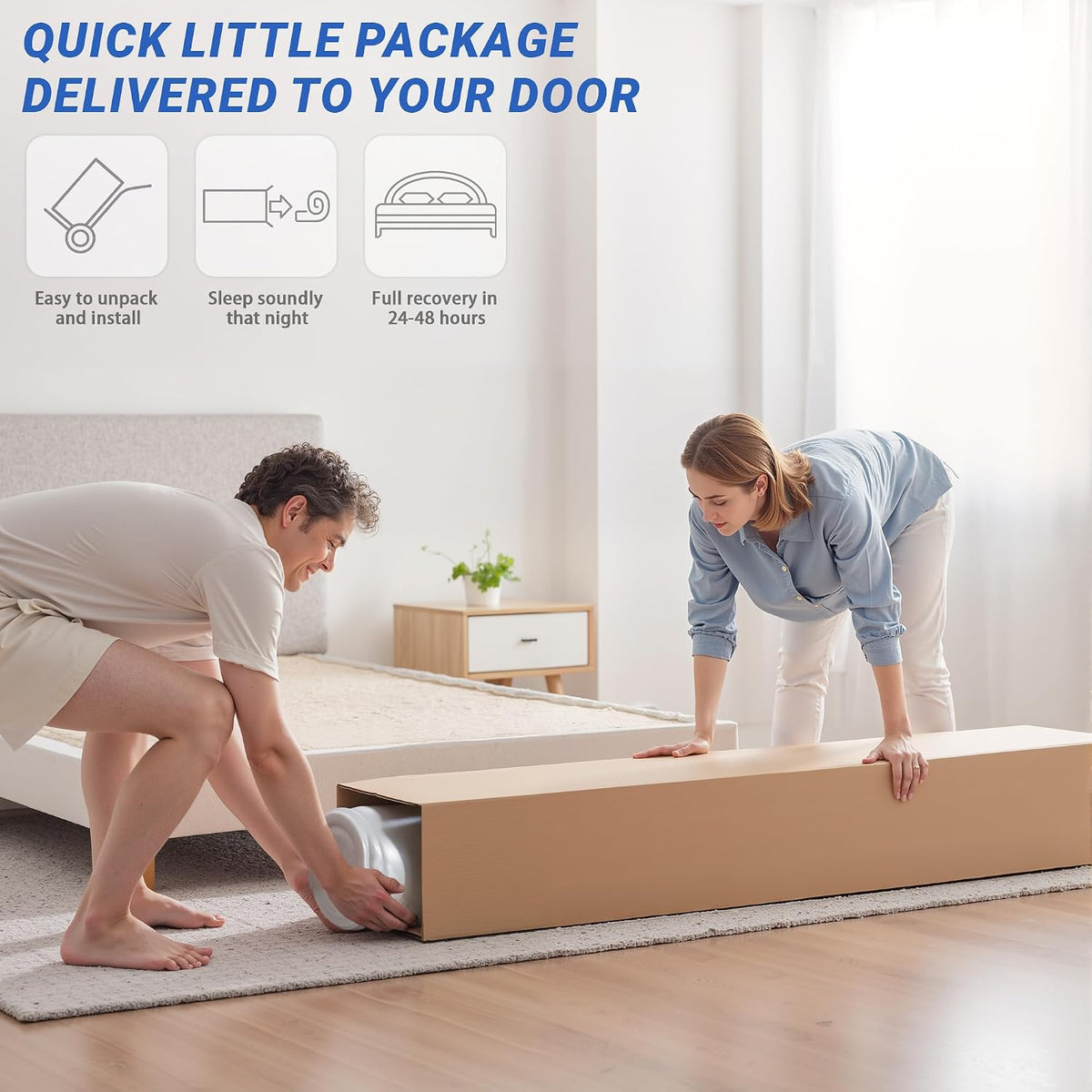 inight 12 Inch Queen Size Hybrid Mattress, Medium Firm Spine Alignment with Nebulign Foam & Silent Pocket Coils, Motion Isolation, Fiberglass Free, CFR 1633 Compliant